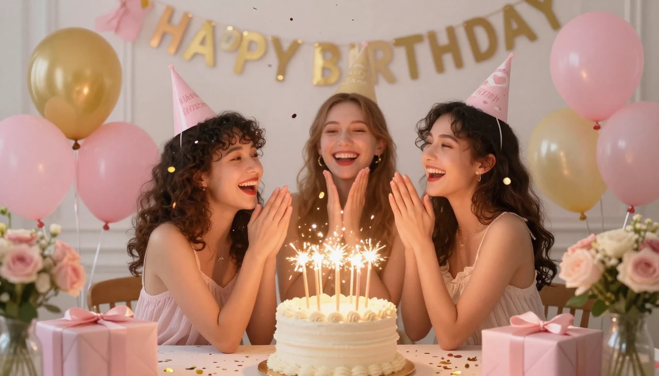 A vibrant and joyful scene celebrating a best friend's birth...