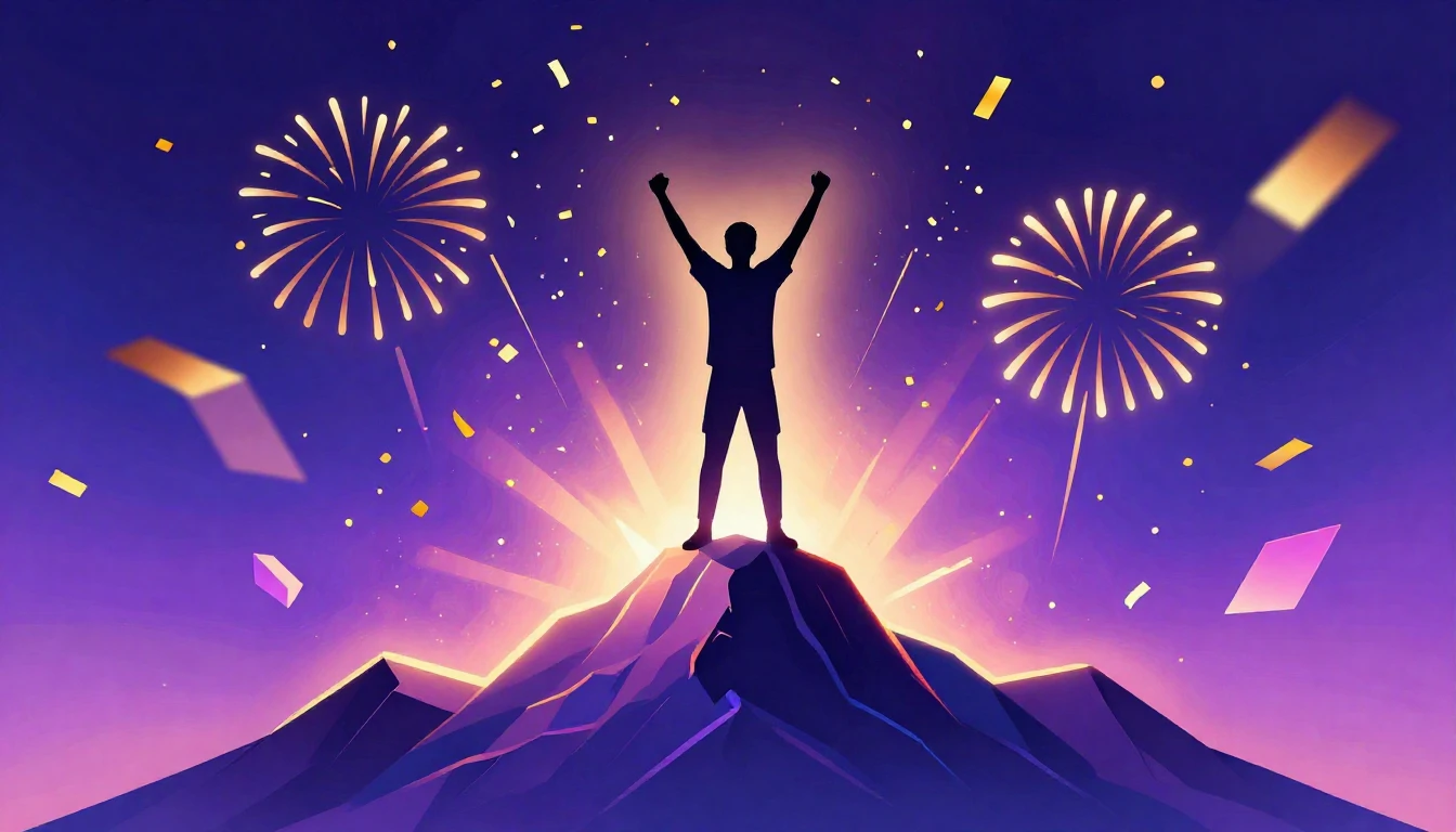 A vibrant digital art illustration representing success and ...