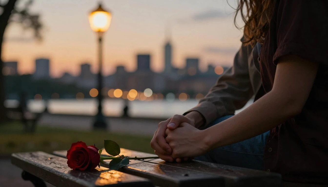 A romantic cinematic close-up shot of a couple holding hands...
