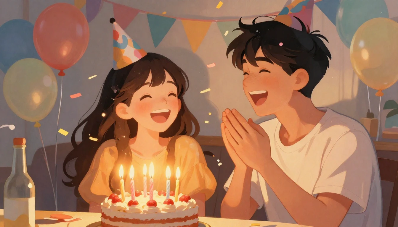 An illustration of a joyous birthday celebration for a best ...