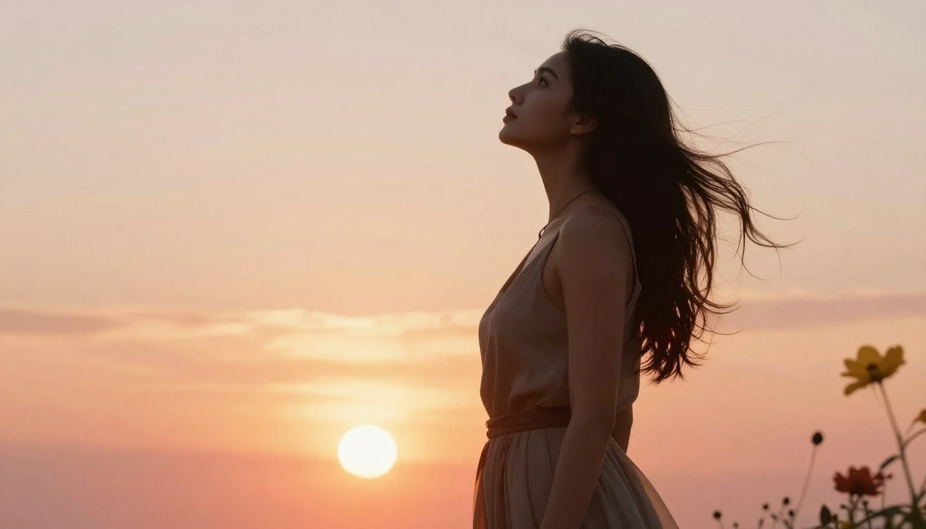 A powerful and artistic silhouette of a woman standing confi...