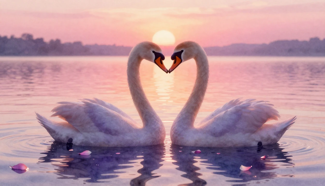 A delicate and ethereal watercolor painting depicting two st...