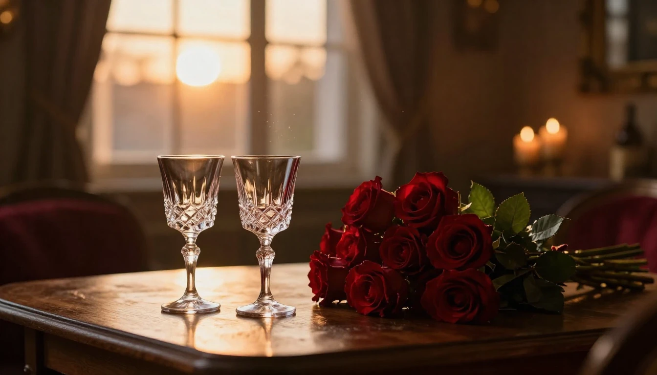 A breathtaking cinematic scene of a cozy, dimly lit room dur...