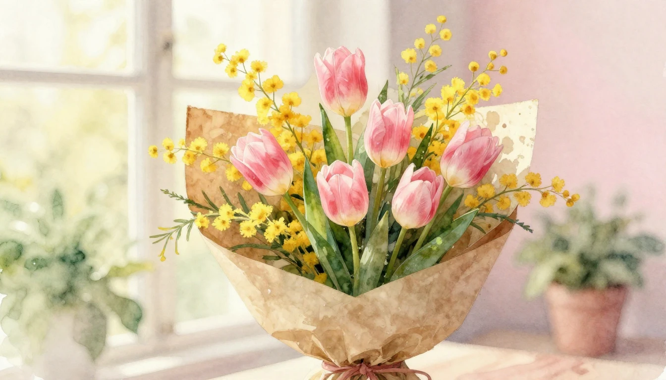 A delicate and romantic watercolor painting designed for a s...