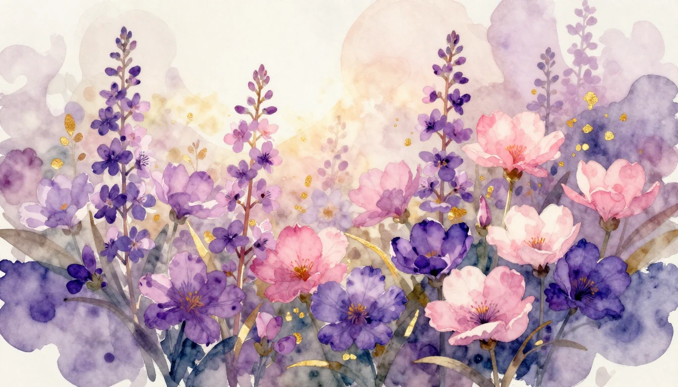 A beautiful watercolor painting depicting a blooming garden ...