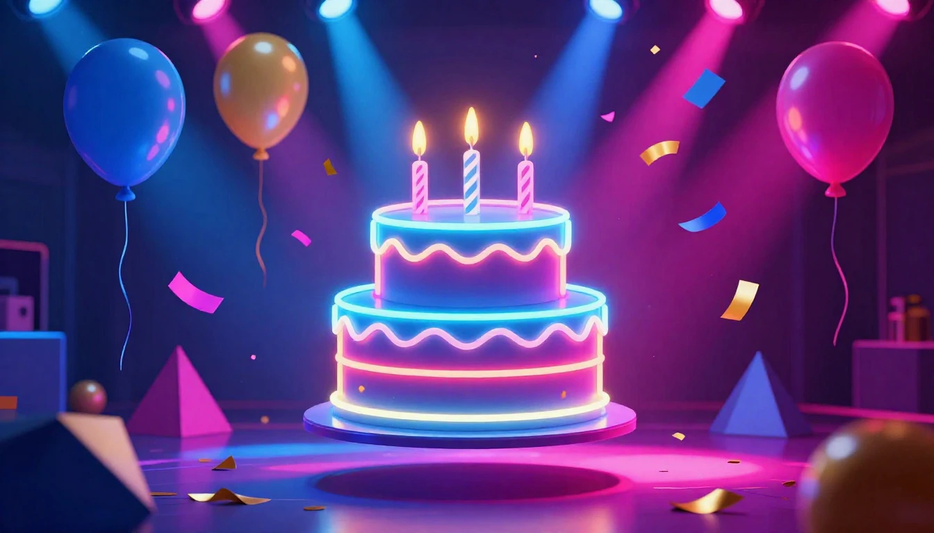 A vibrant and energetic birthday celebration scene featuring...