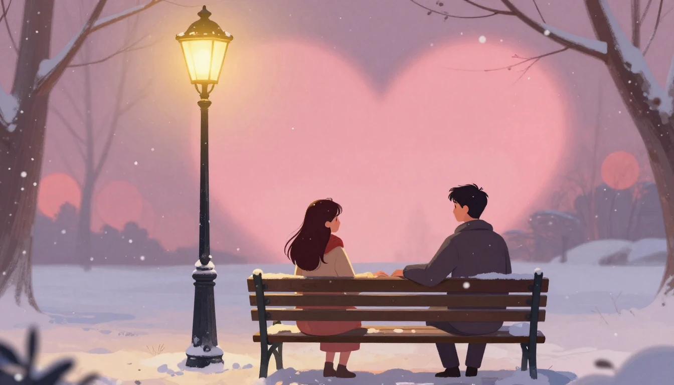 A romantic and dreamy illustration of a couple holding hands...