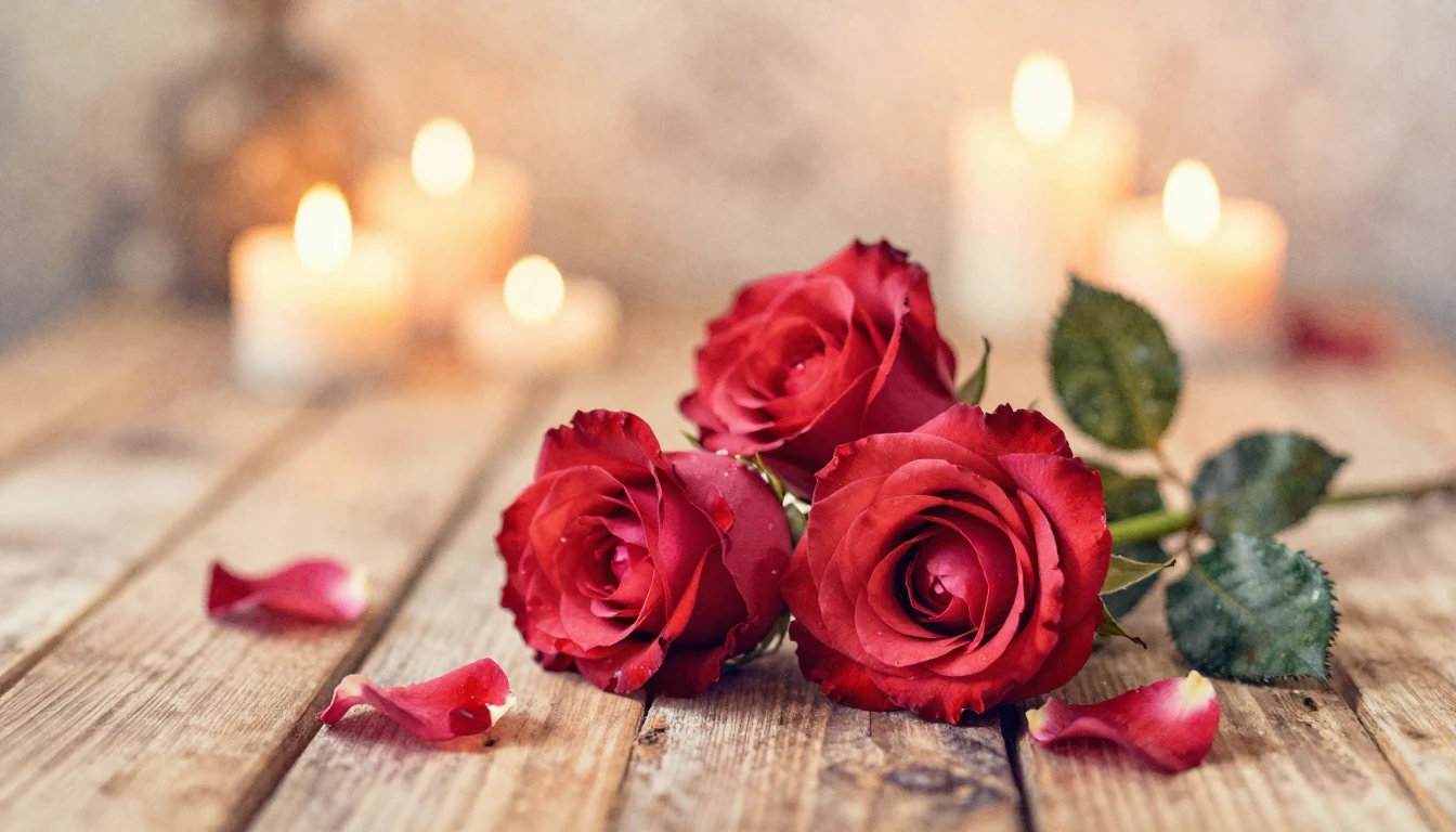 A soft watercolor painting of two delicate red roses intertw...