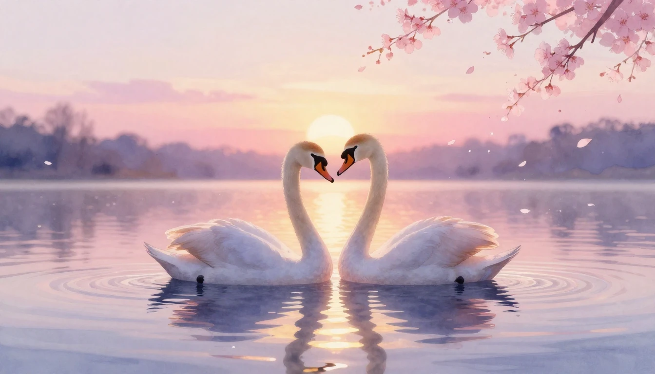 A delicate watercolor painting of two intertwined silhouette...