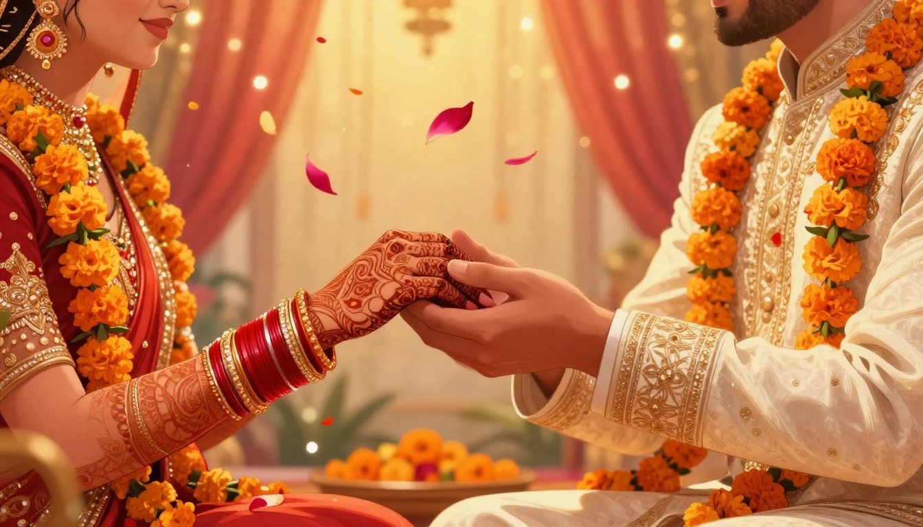 A vibrant digital illustration representing a traditional In...