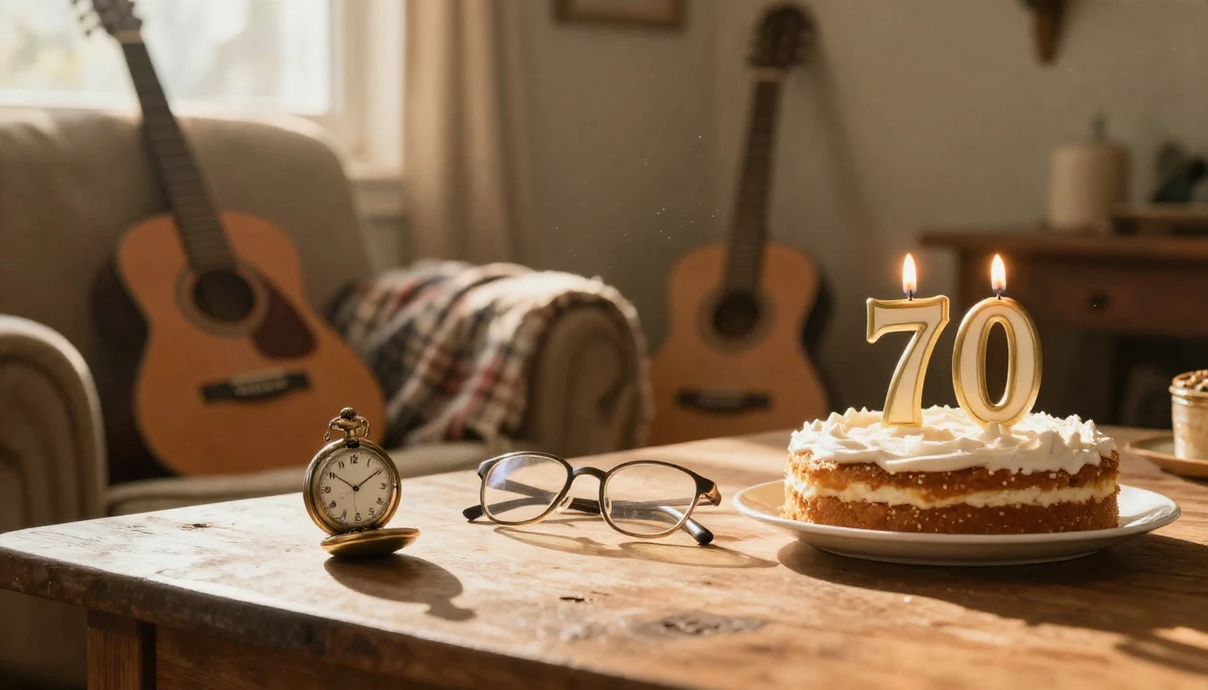 A warm and nostalgic composition symbolizing a 70th birthday...