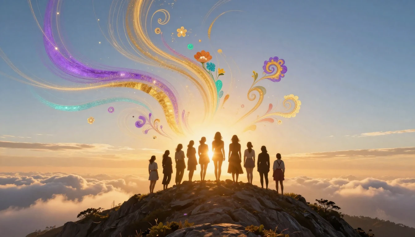 A vibrant and symbolic composition representing growth and u...