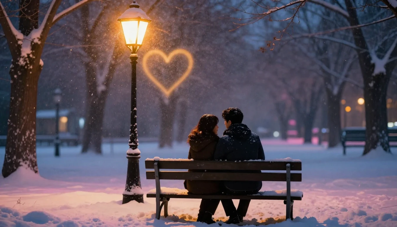 A romantic and cozy scene depicting two silhouettes sitting ...