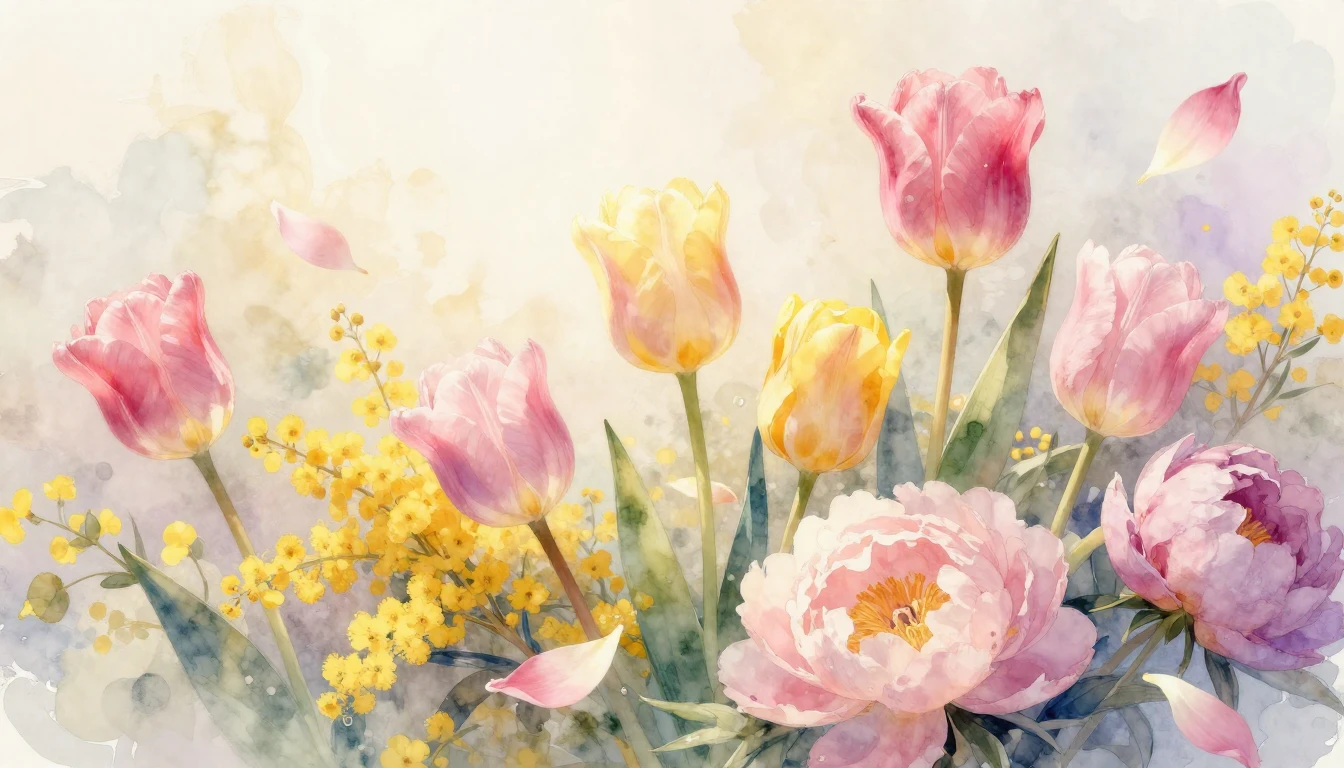 A beautiful composition of blooming spring flowers like tuli...