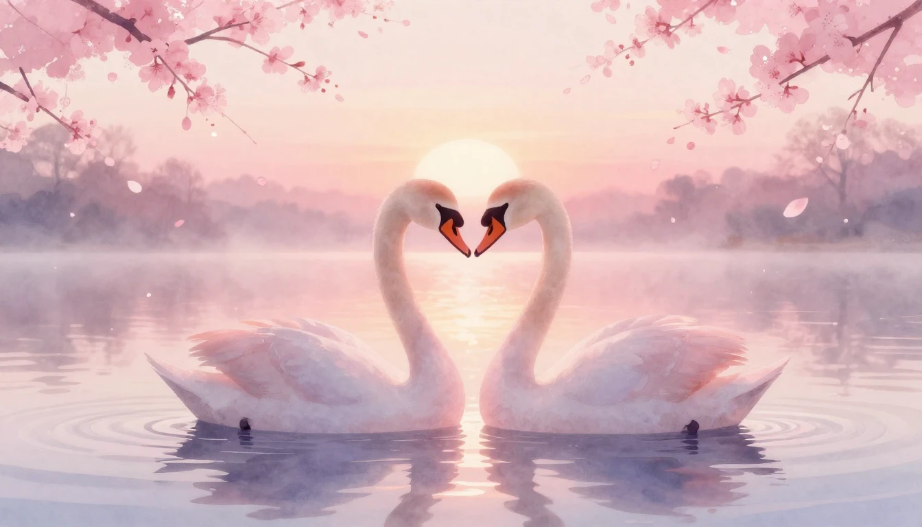 A delicate and ethereal watercolor painting depicting two st...