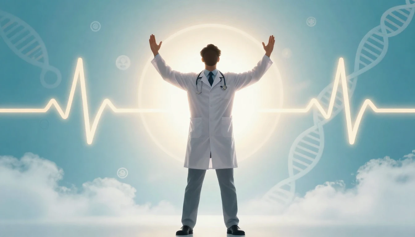 A conceptual and inspiring illustration of a doctor in a whi...