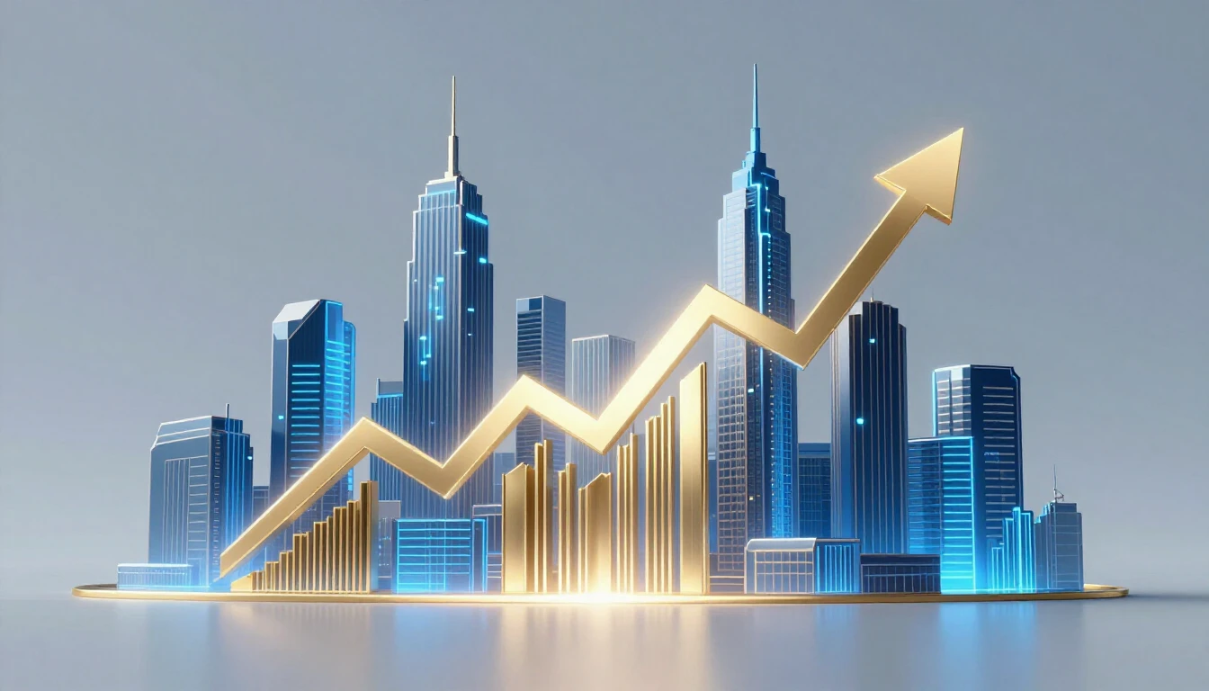 A sleek, modern digital illustration representing business g...