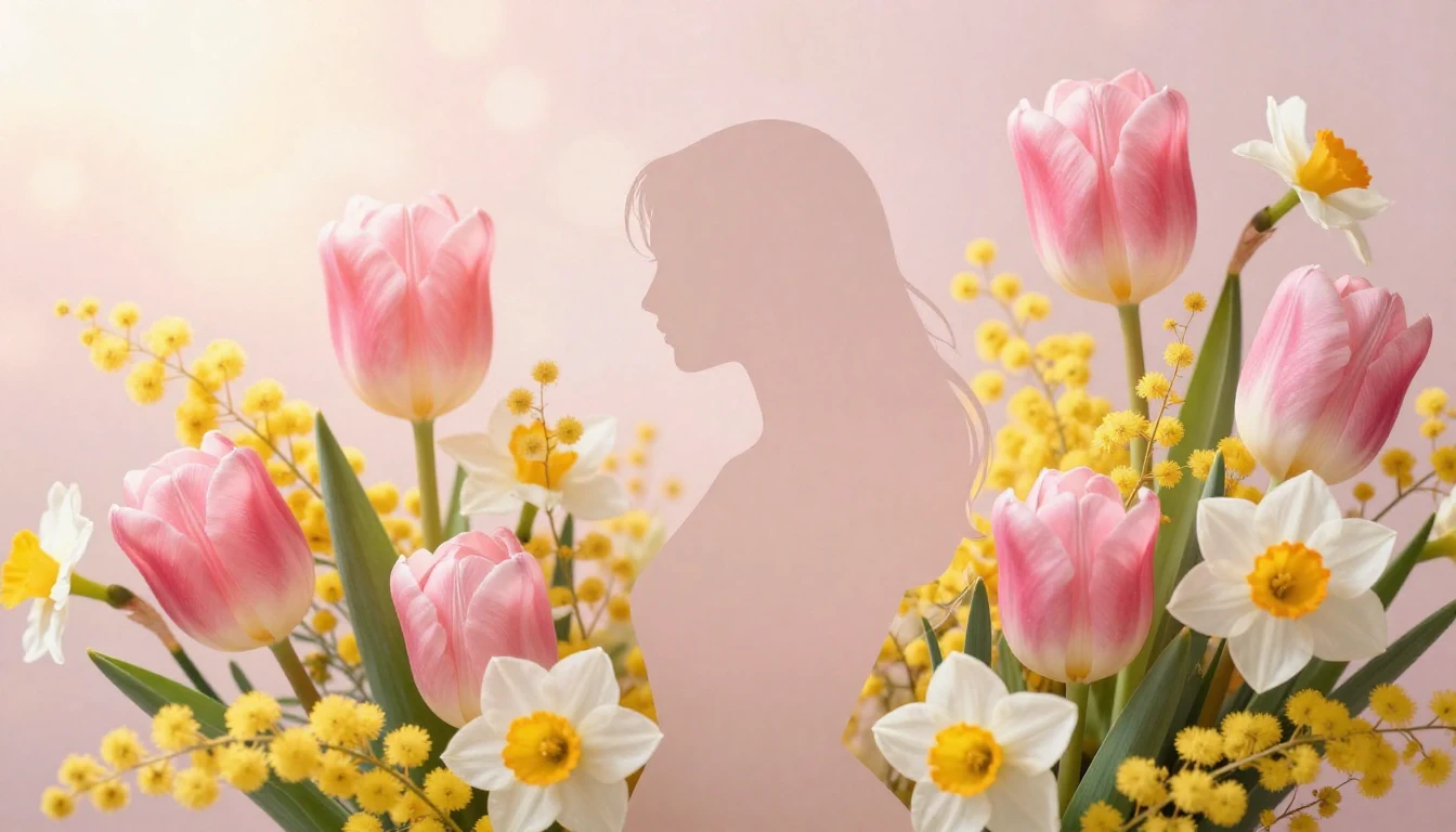 A beautiful and vibrant composition of blooming spring flowe...