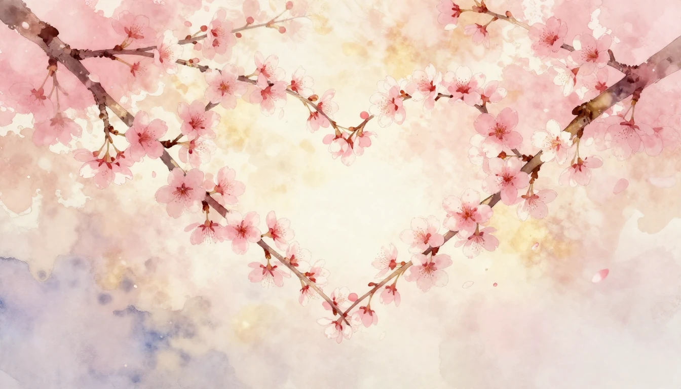 A beautiful and delicate watercolor painting of two intertwi...