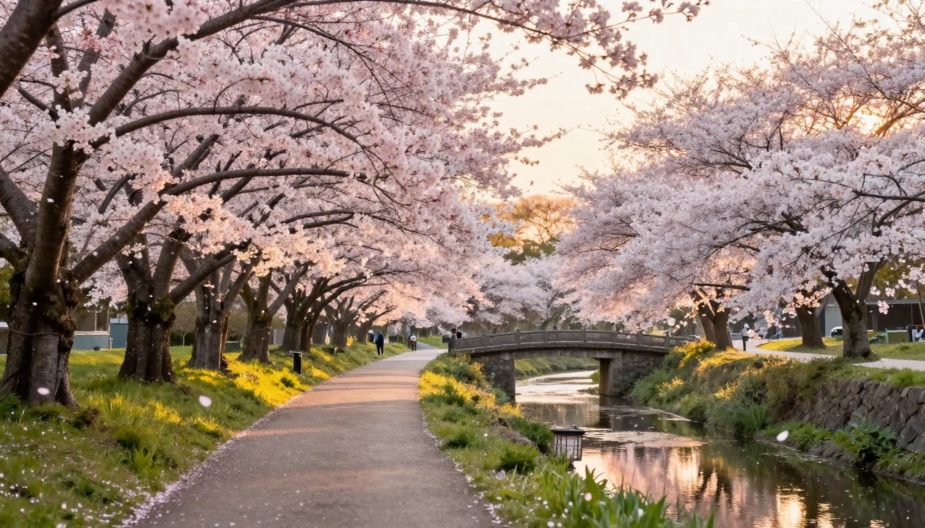 A breathtaking wide-angle view of a serene path winding thro...