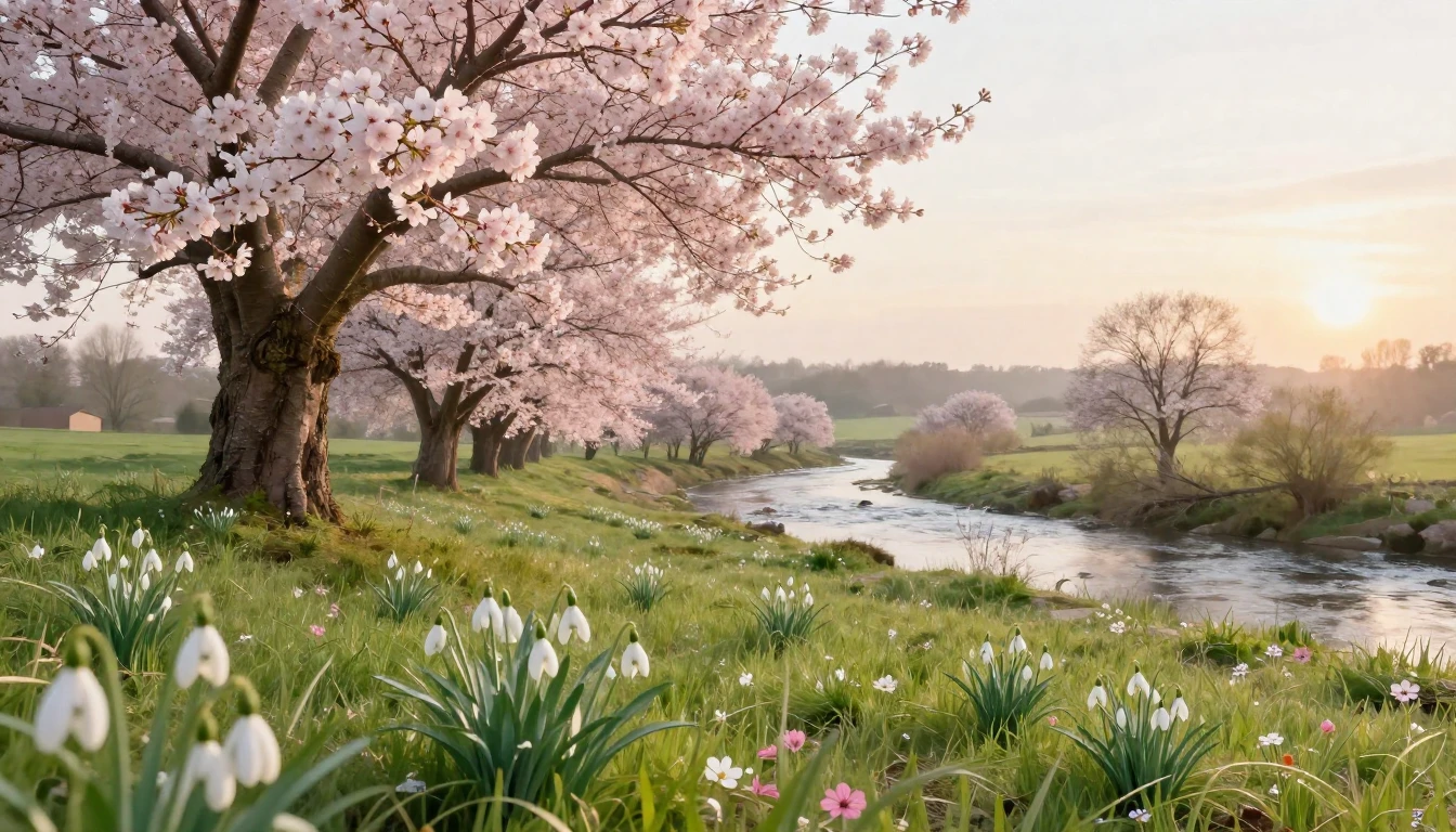 A beautiful spring landscape in the Romanian countryside. Bl...