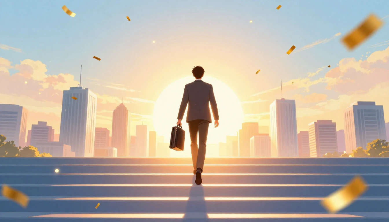 A vibrant and uplifting illustration of a person confidently...