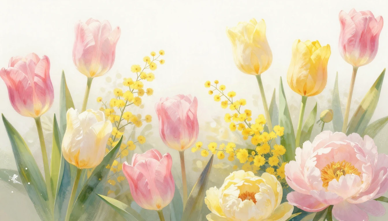 A beautiful and vibrant composition of spring flowers like t...