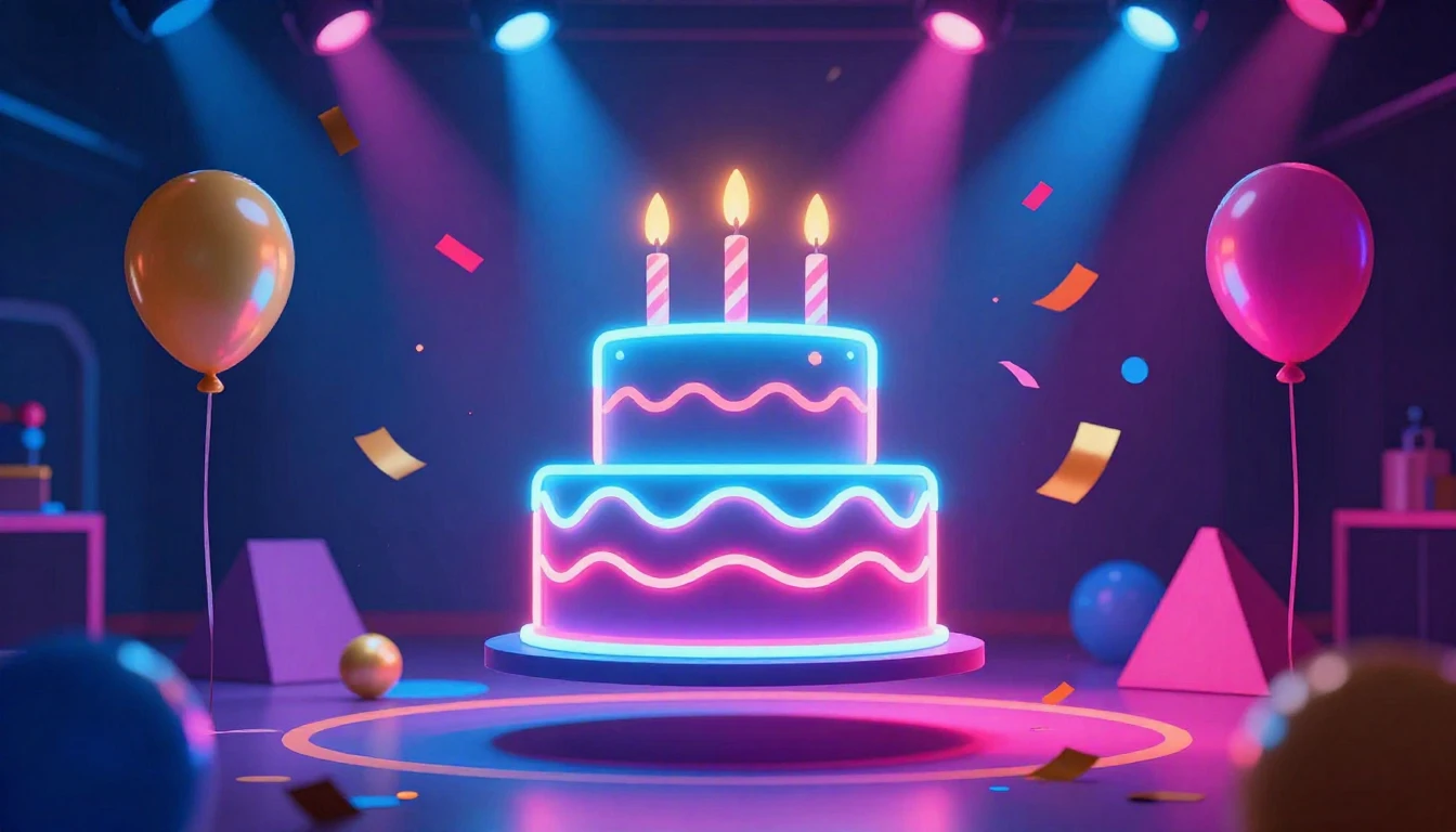 A vibrant and energetic birthday celebration scene featuring...