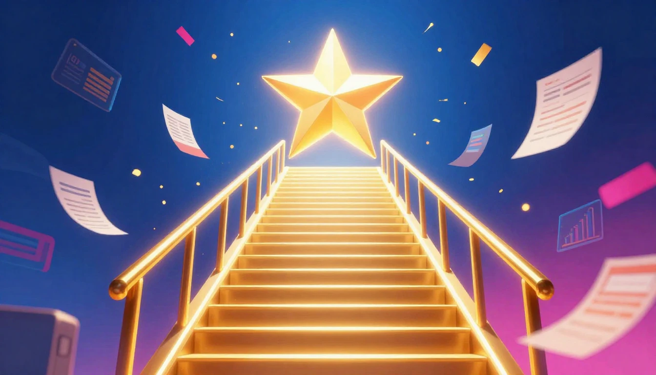 A vibrant and energetic concept art symbolizing career succe...