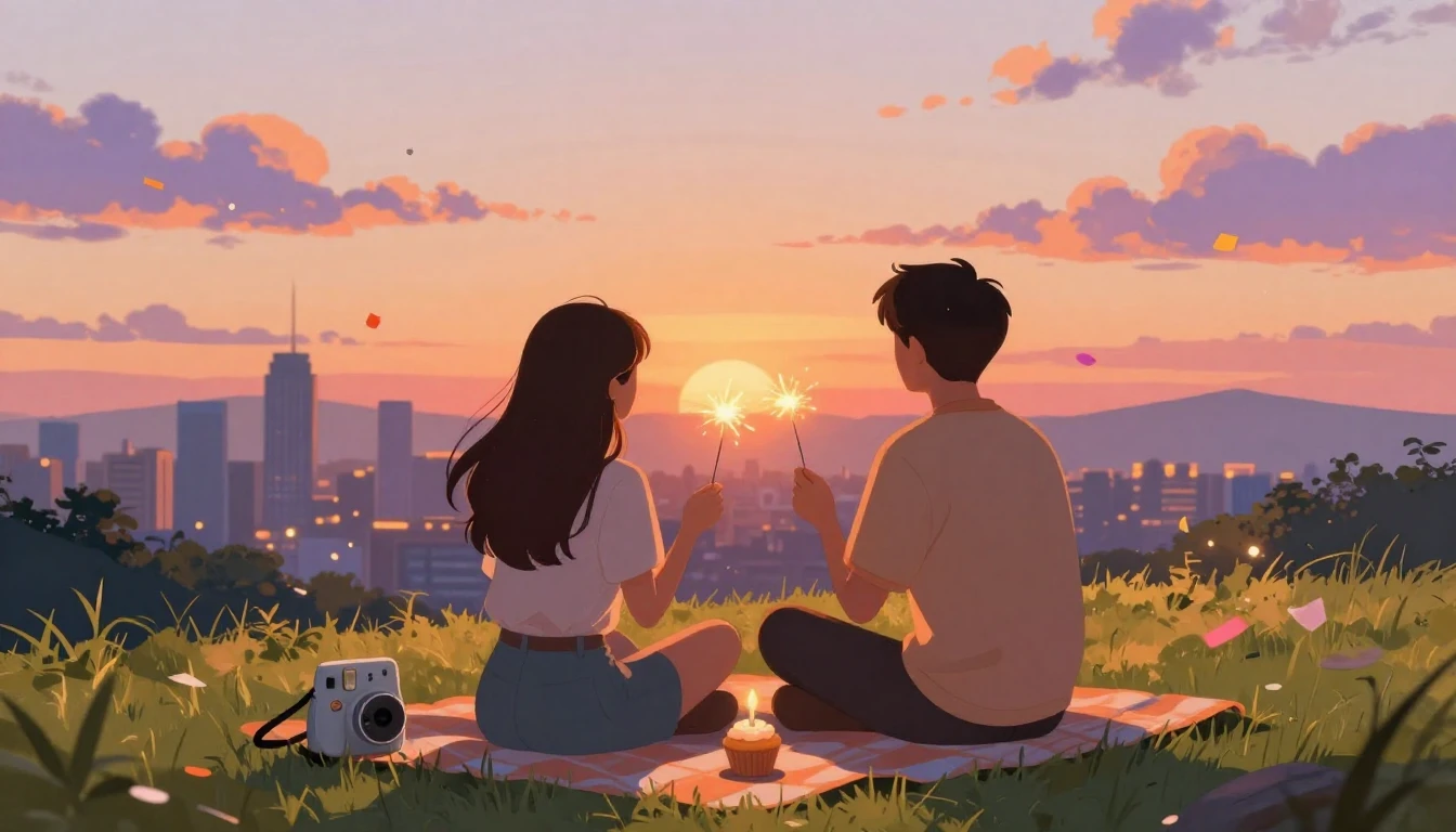 A heartwarming illustration of two friends sitting side by s...