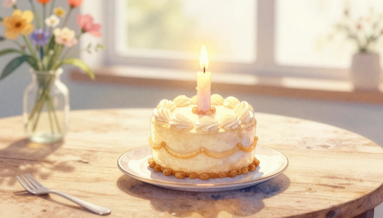 A beautiful watercolor painting of a single, elegant candle ...