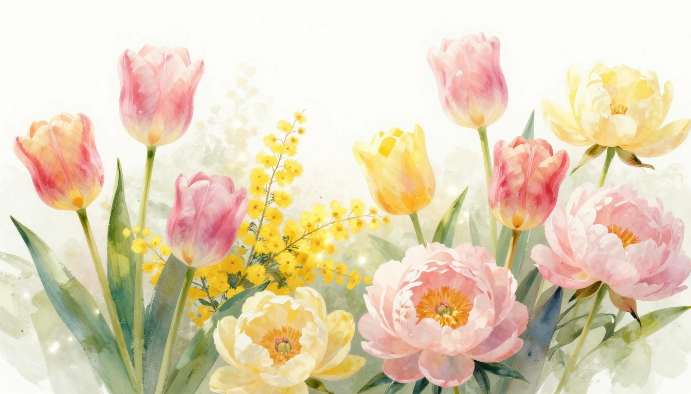 A beautiful and vibrant composition of spring flowers like t...