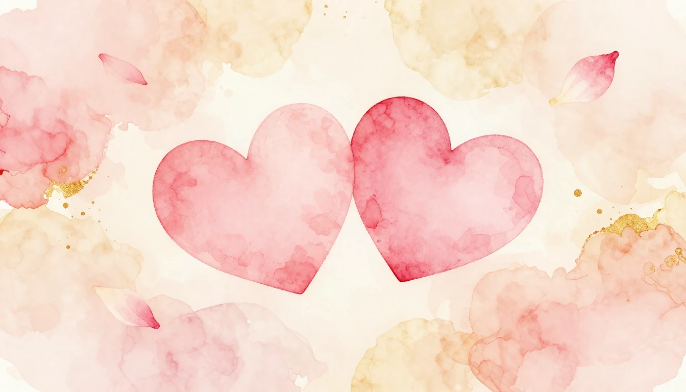 A beautiful watercolor illustration of two soft pink hearts ...