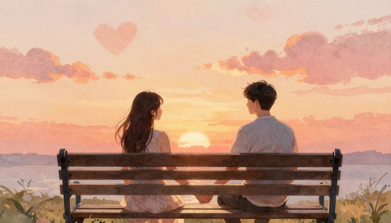 A romantic artistic watercolor painting of a couple holding ...