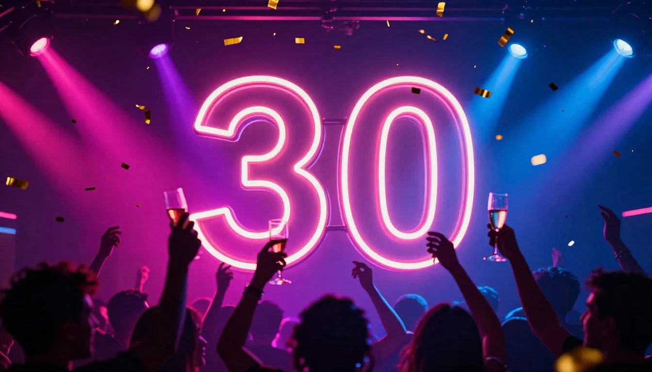 A vibrant and celebratory album cover design featuring a lar...