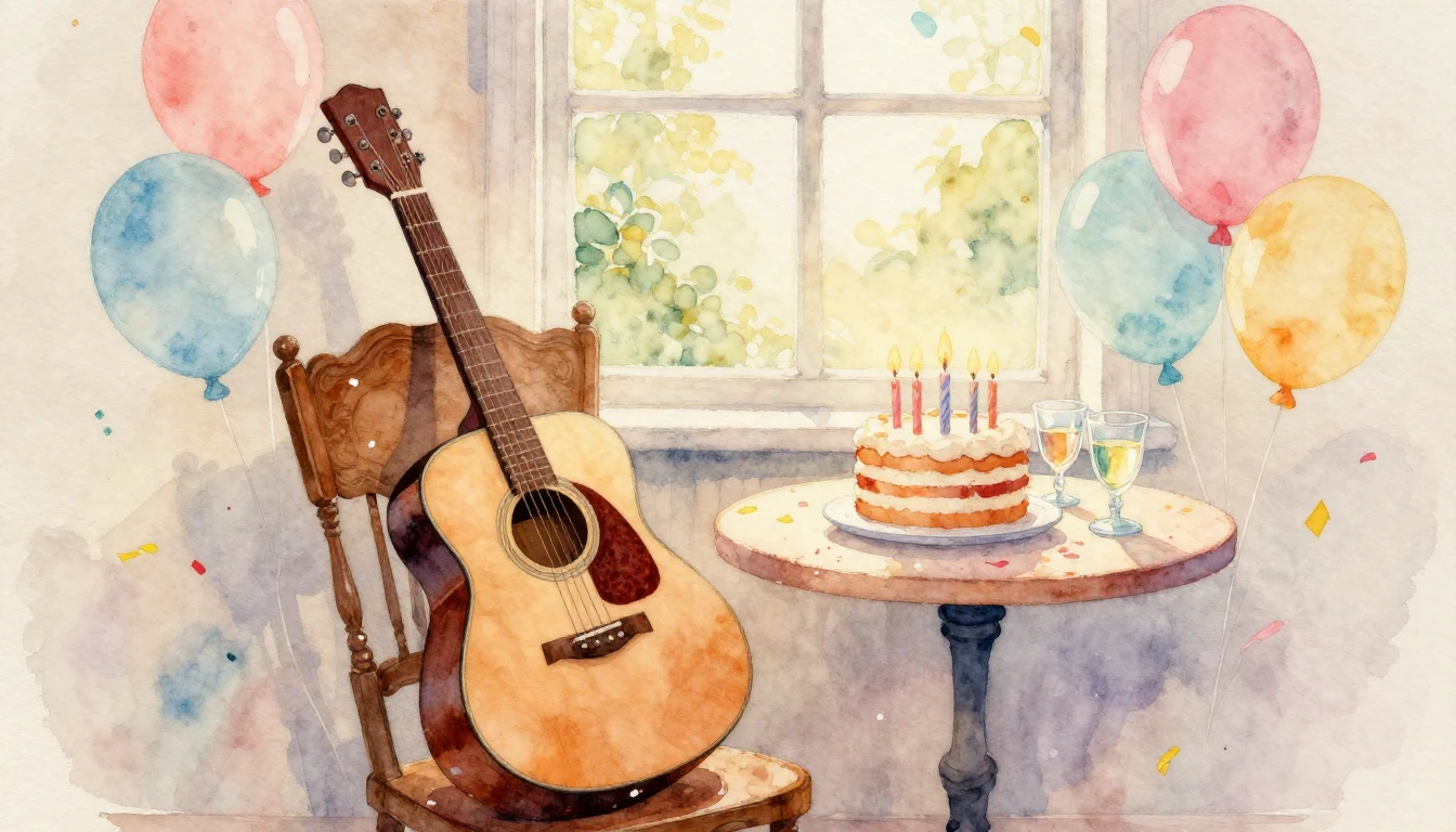 A warm and inviting watercolor painting depicting a cozy bir...