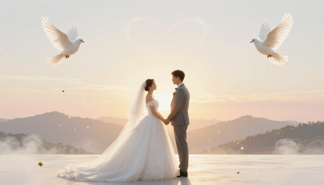 A romantic and celebratory album cover for a wedding song. I...