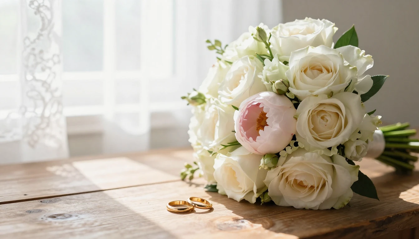 A heartwarming and romantic wedding scene depicted in soft c...