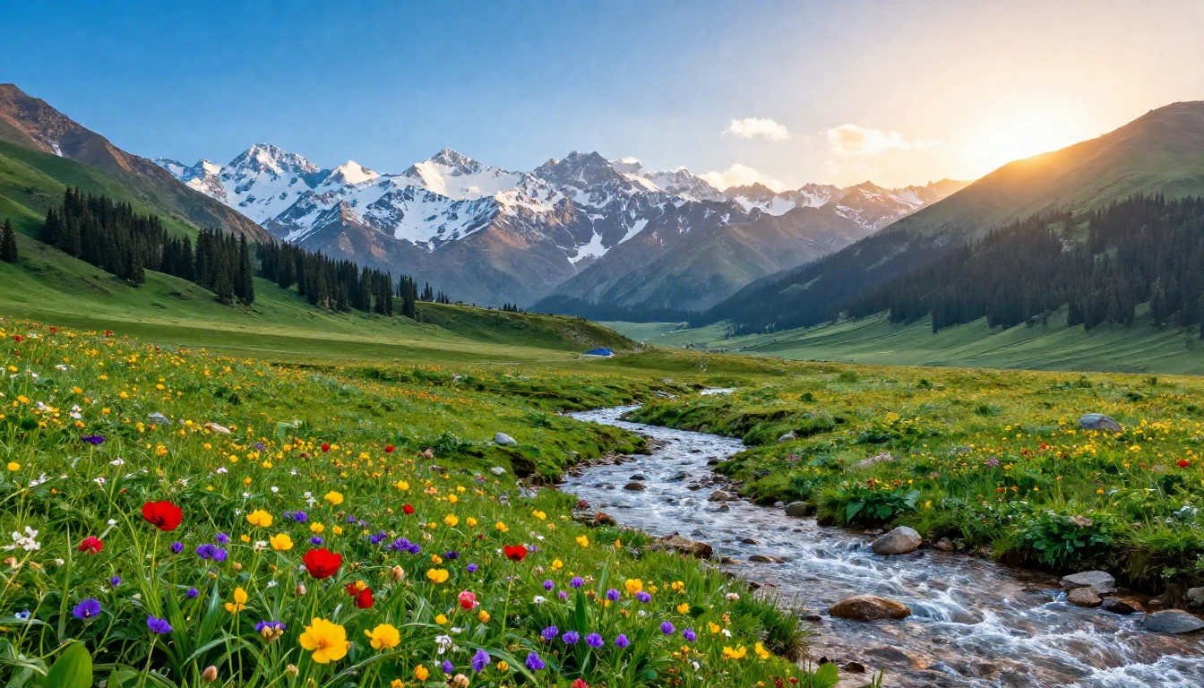 A breathtaking landscape capturing the essence of spring and...