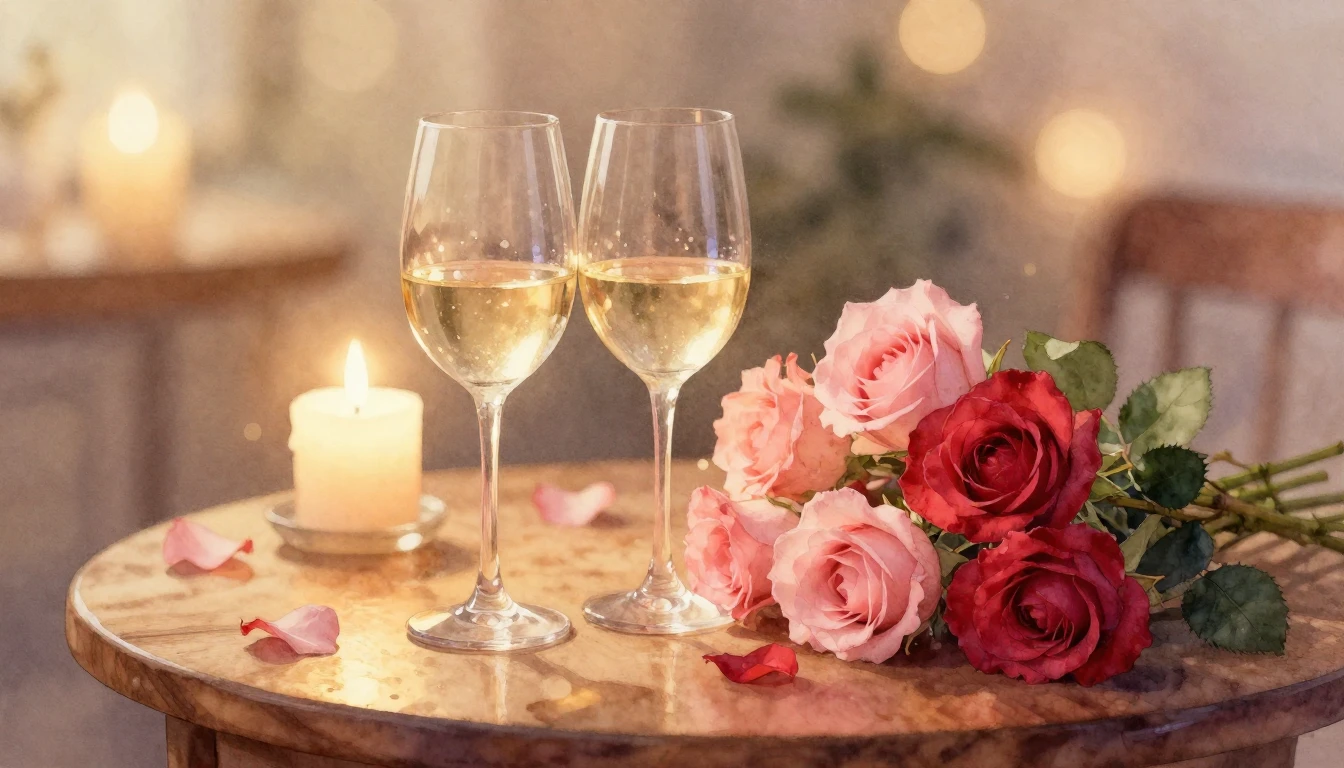 A soft and dreamy watercolor painting depicting a cozy, cand...