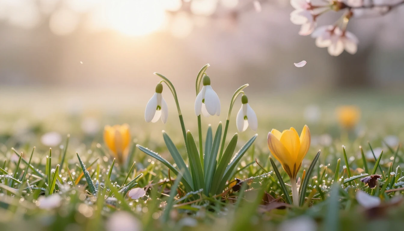 A breathtaking close-up of the first spring flowers, delicat...