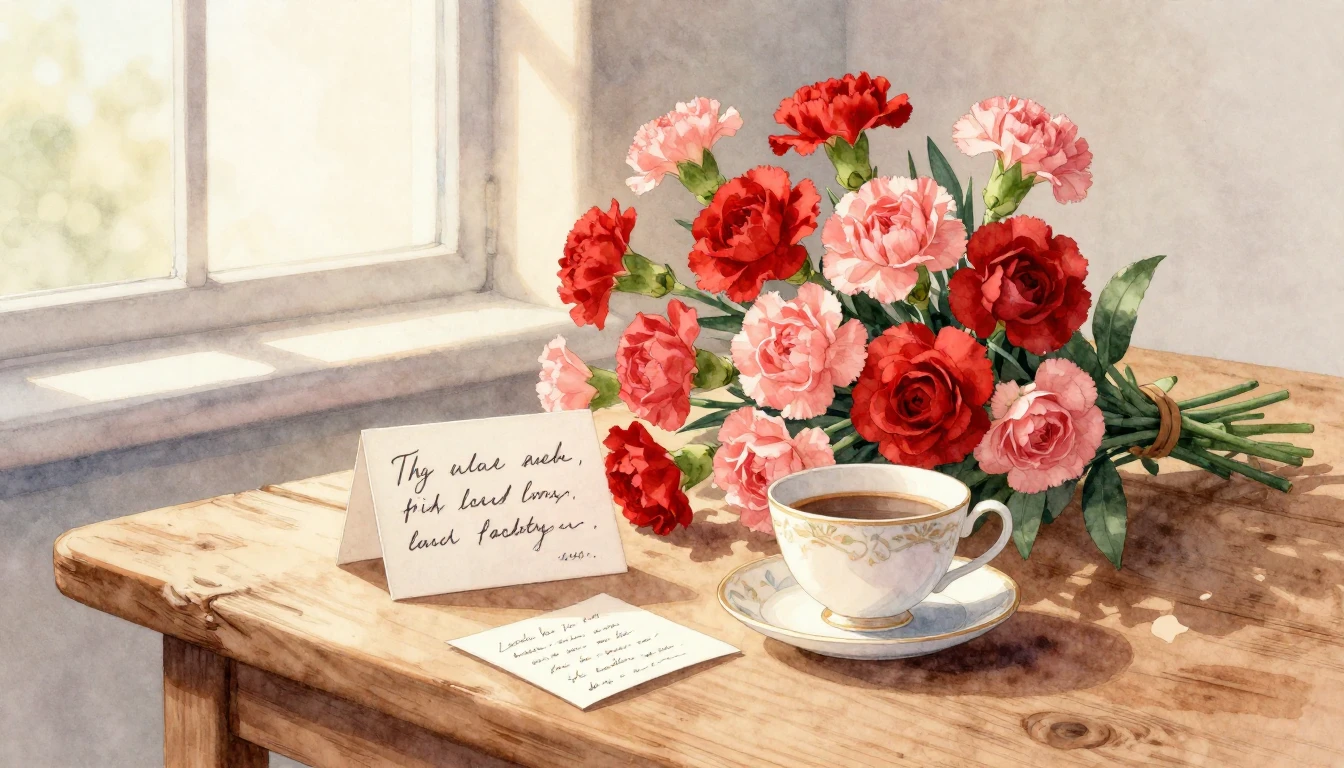 A heartwarming watercolor illustration of a beautiful bouque...