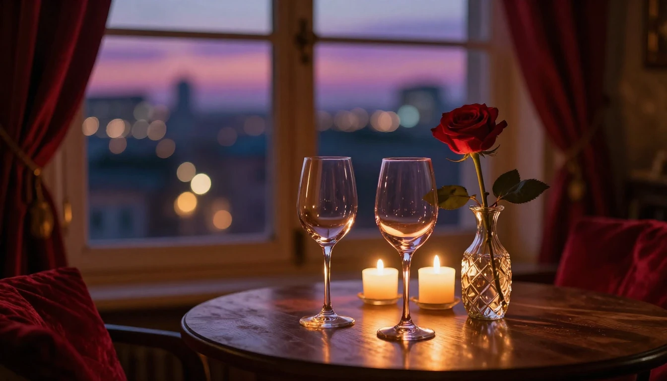 A breathtaking cinematic scene of a cozy, dimly lit room ove...