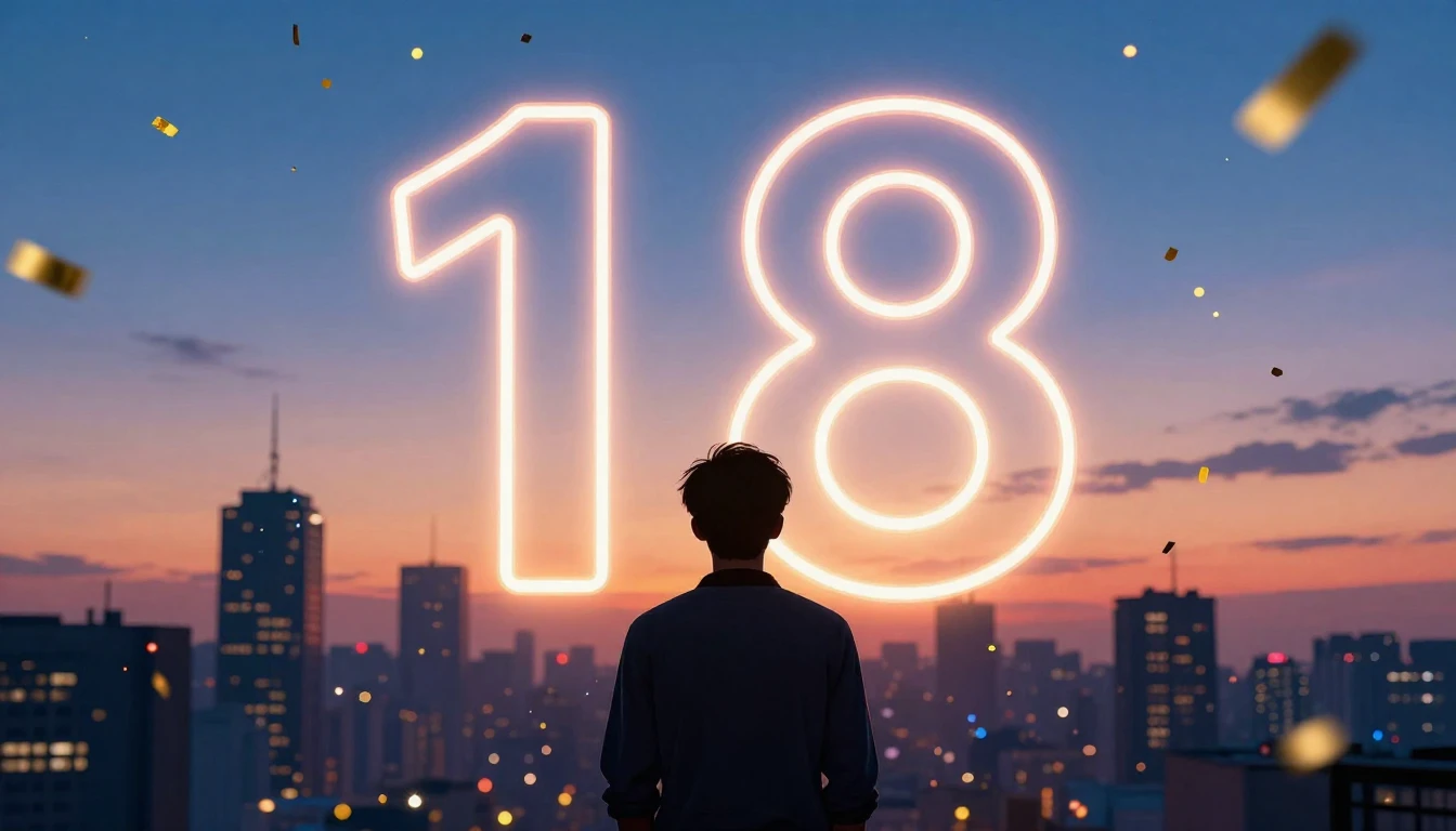 A vibrant and celebratory image featuring the number 18 desi...