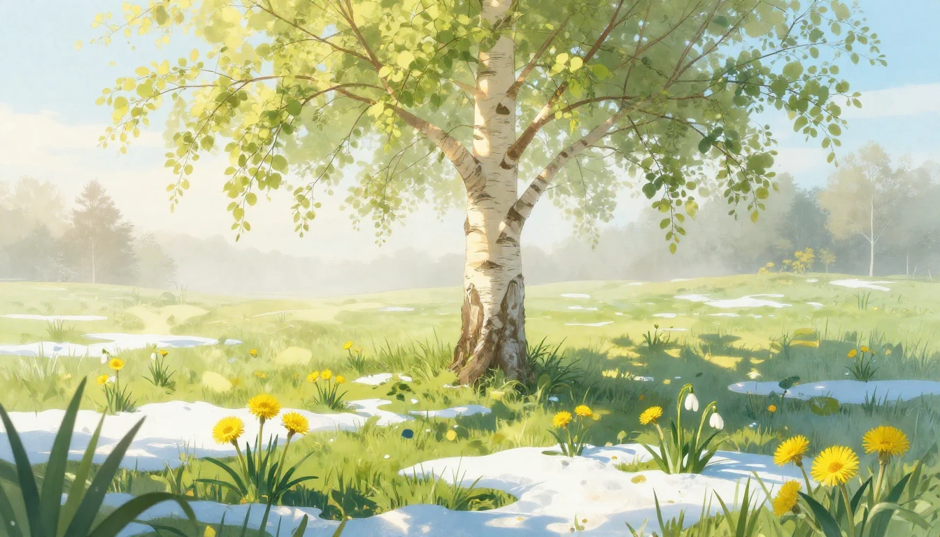 A serene and magical illustration representing the Spring Eq...