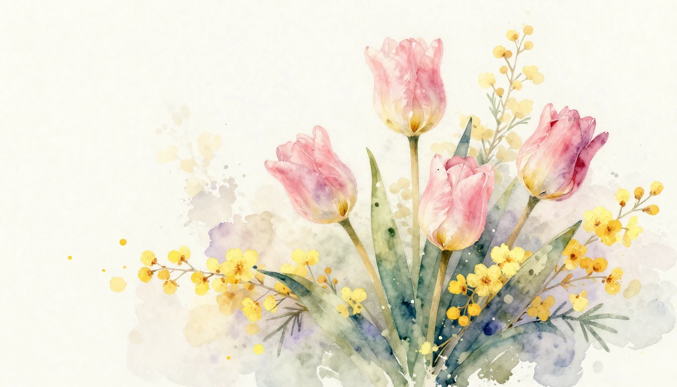A beautiful watercolor painting of delicate spring flowers l...