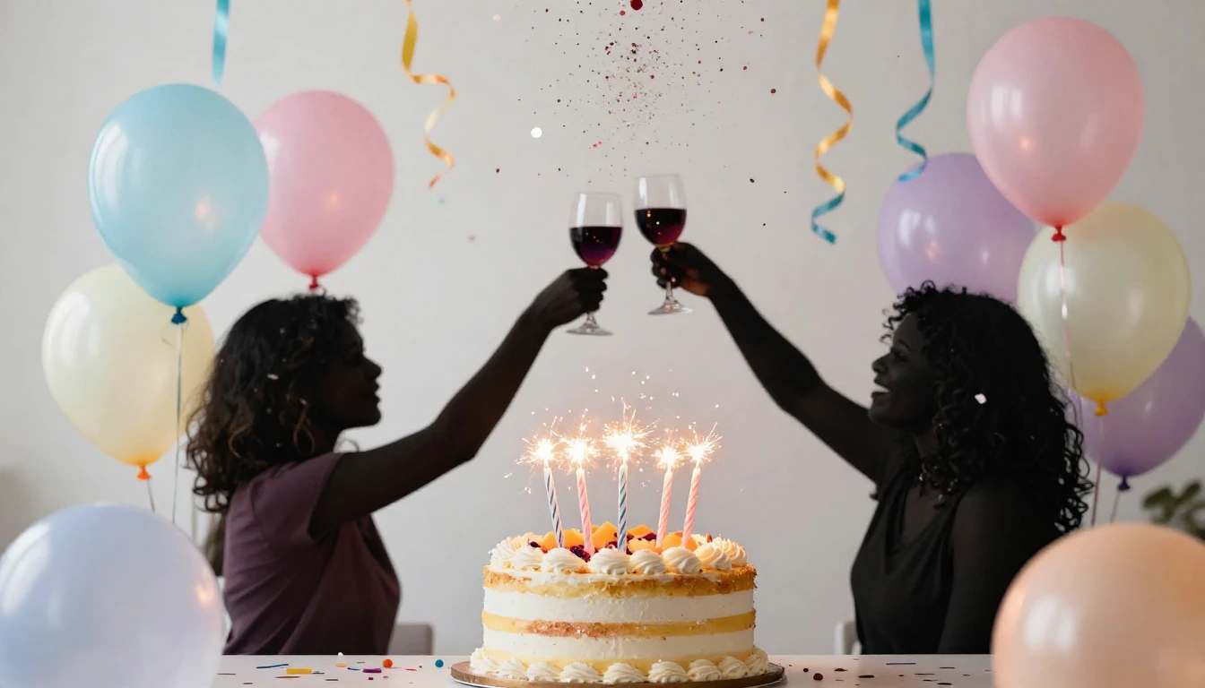 A vibrant and colorful birthday celebration scene featuring ...