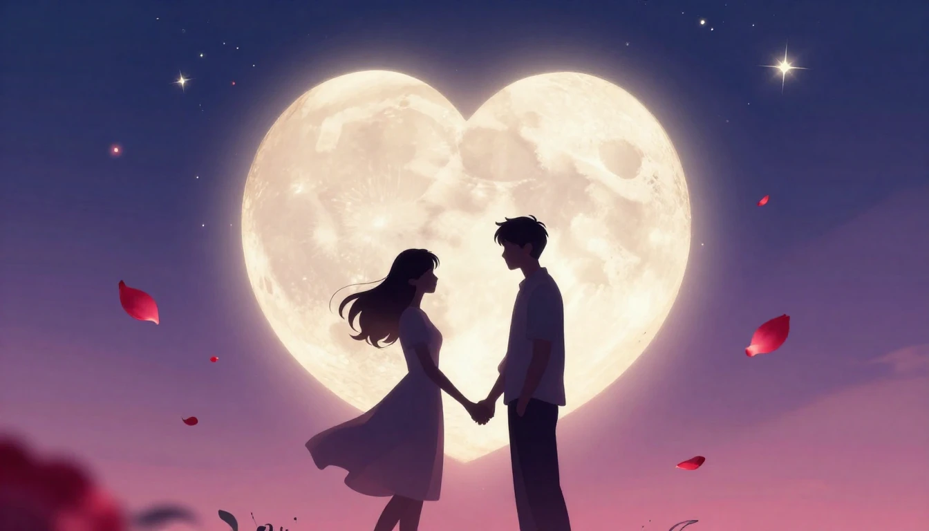 A romantic digital art illustration of a couple holding hand...