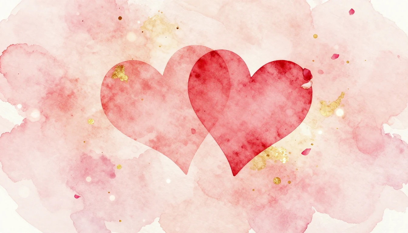 A delicate watercolor painting of two intertwined silhouette...