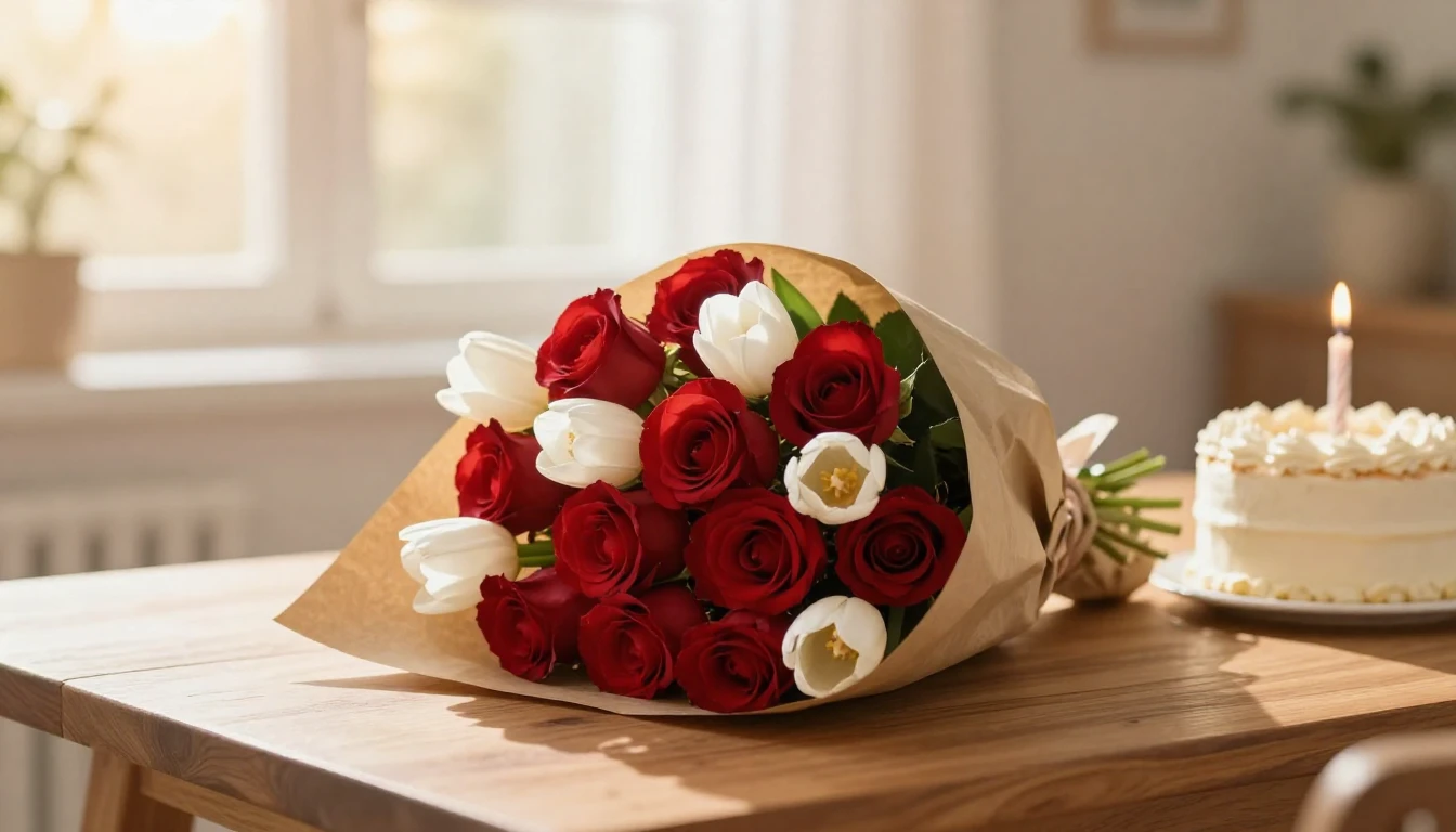 A heartwarming and elegant birthday concept for a mother. In...